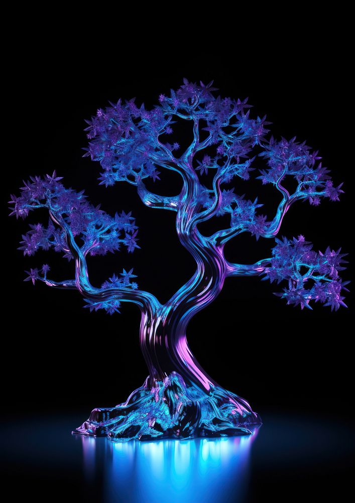 Tree bonsai purple light.