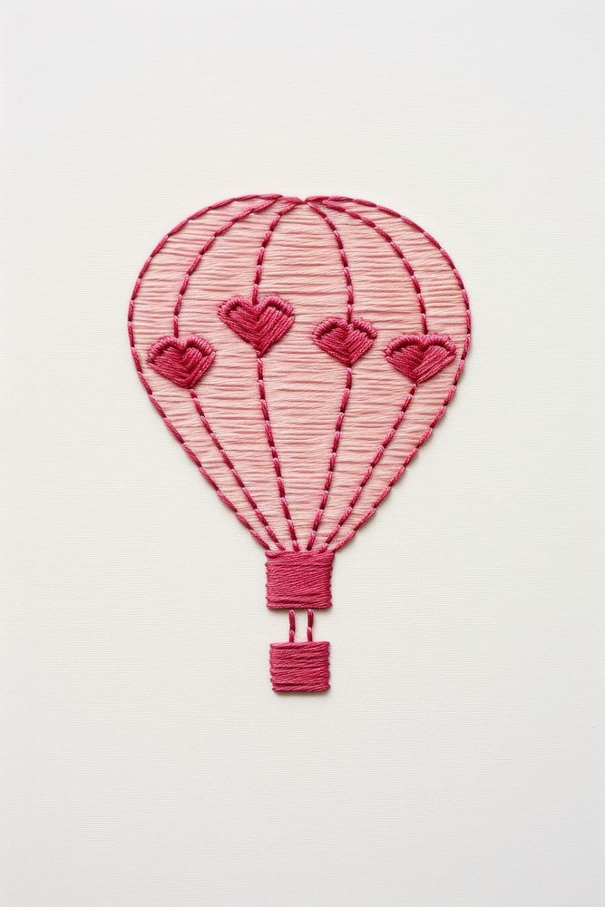 Hot air balloon in embroidery style aircraft transportation celebration.