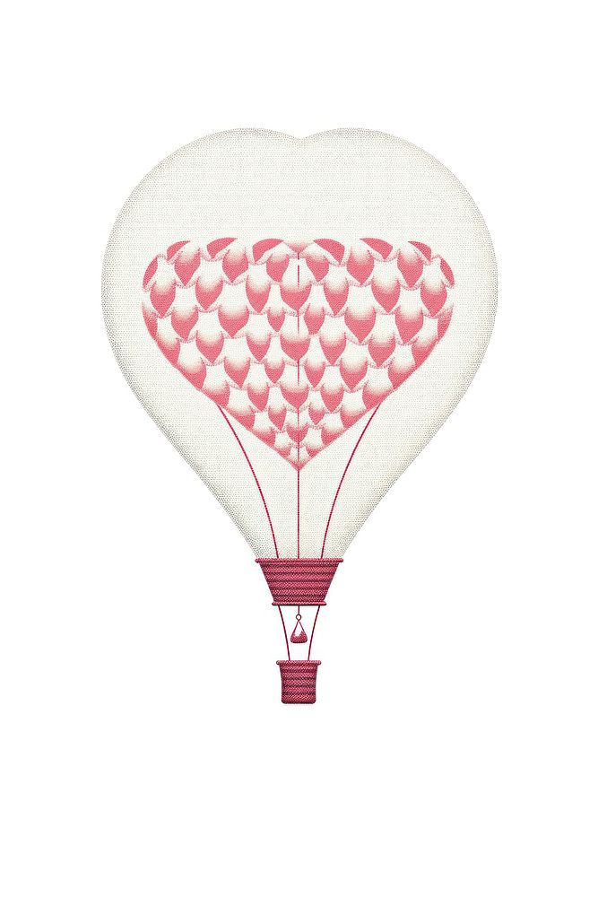 Hot air balloon in embroidery style aircraft vehicle transportation.
