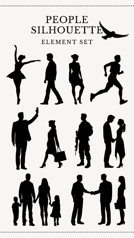 People silhouette element set