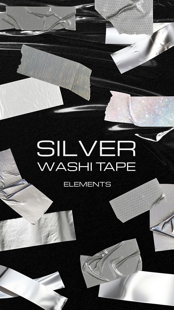 Silver washi tape element set