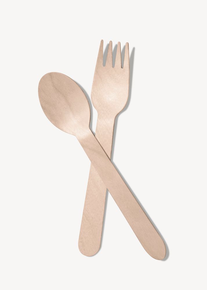 Wooden spoon and fork mockup psd