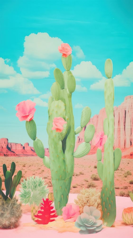 Cactus desert flower plant art.