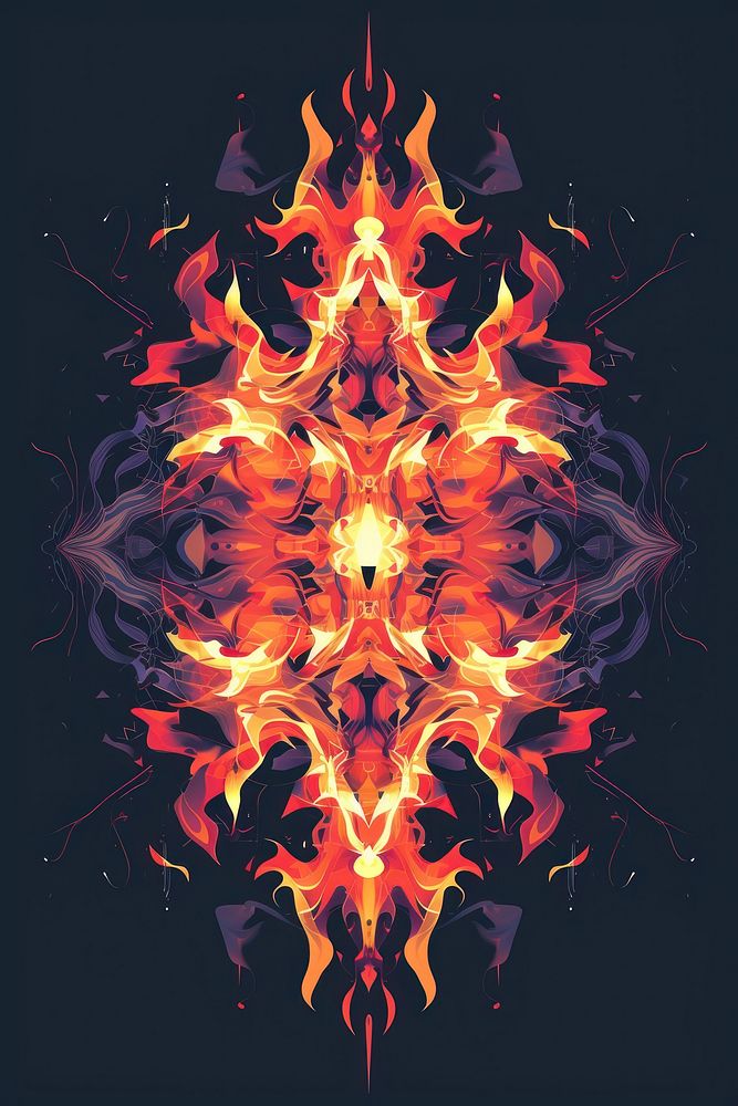 Fire abstract kaleidoscope illuminated.
