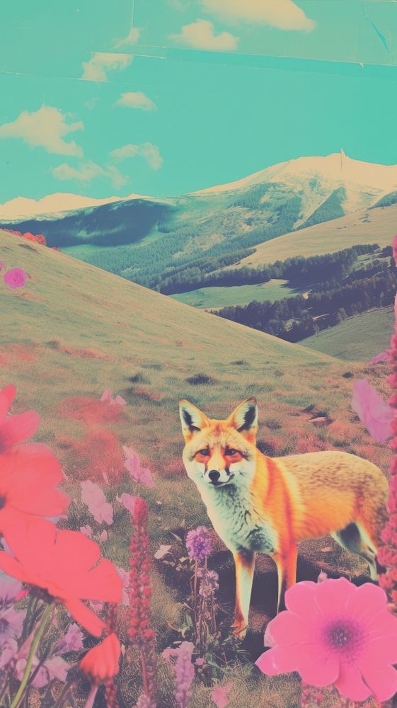 Fox landscape mountain wildlife.