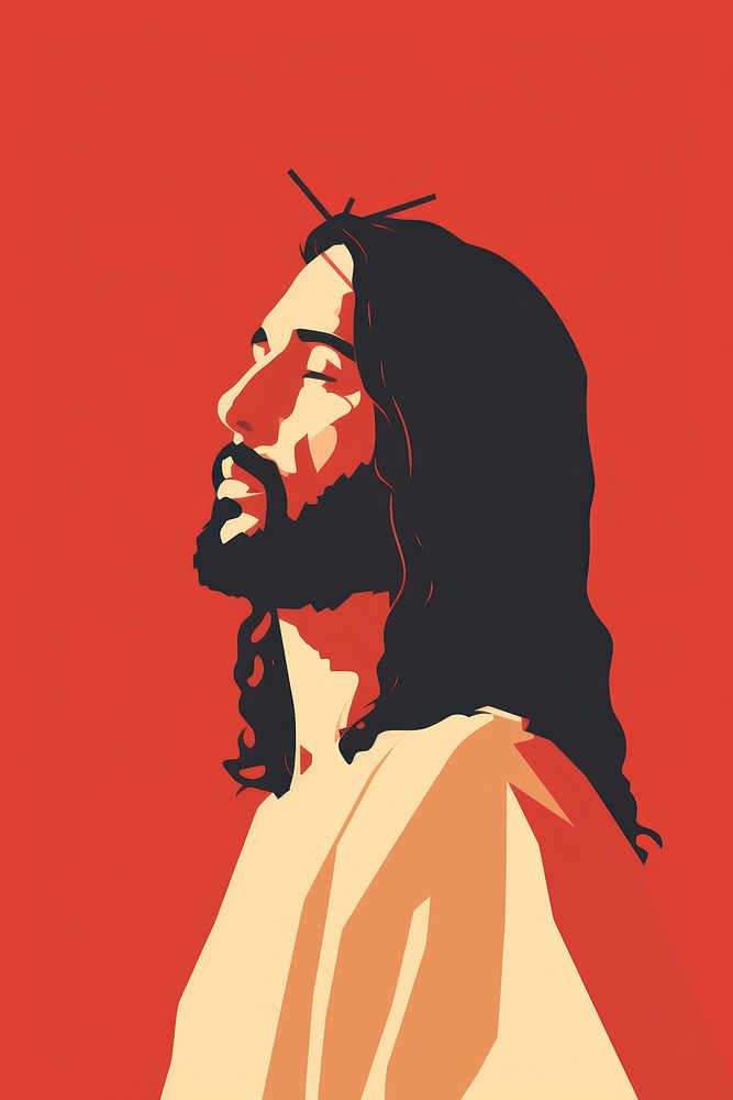 Litograph minimal Jesus adult creativity portrait.