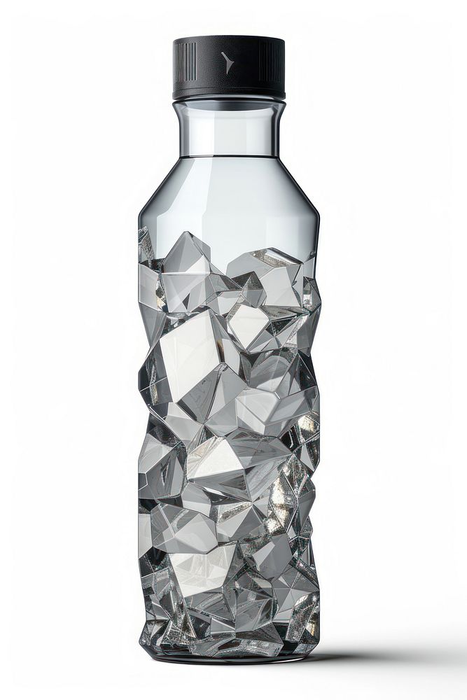 Reusable water bottle white background refreshment drinkware.