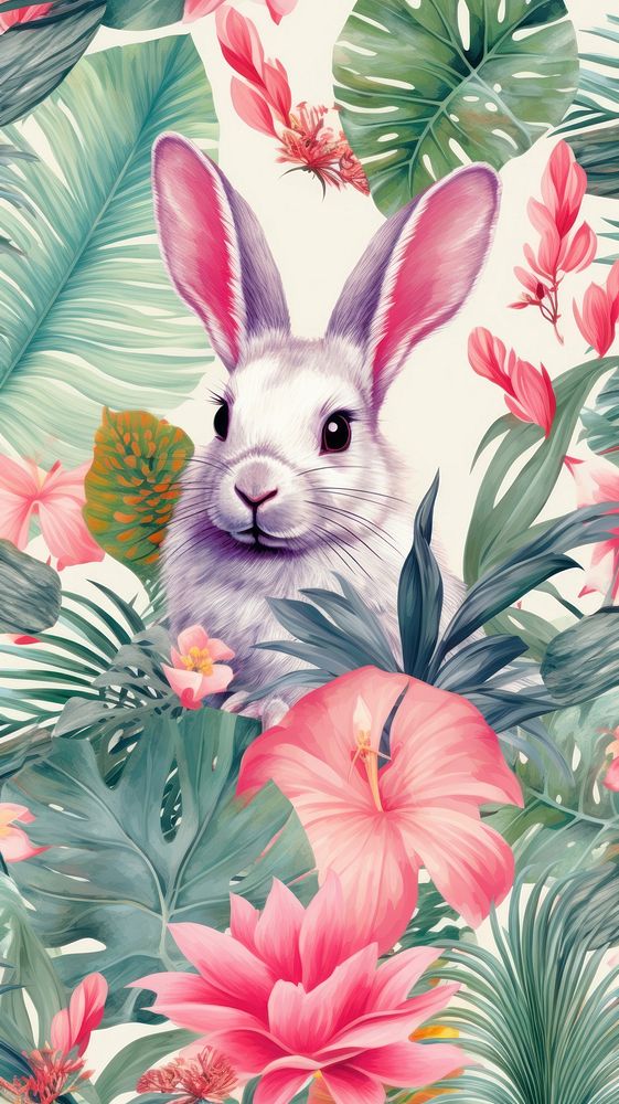 Realistic hand drawing of rabbit backgrounds pattern rodent.