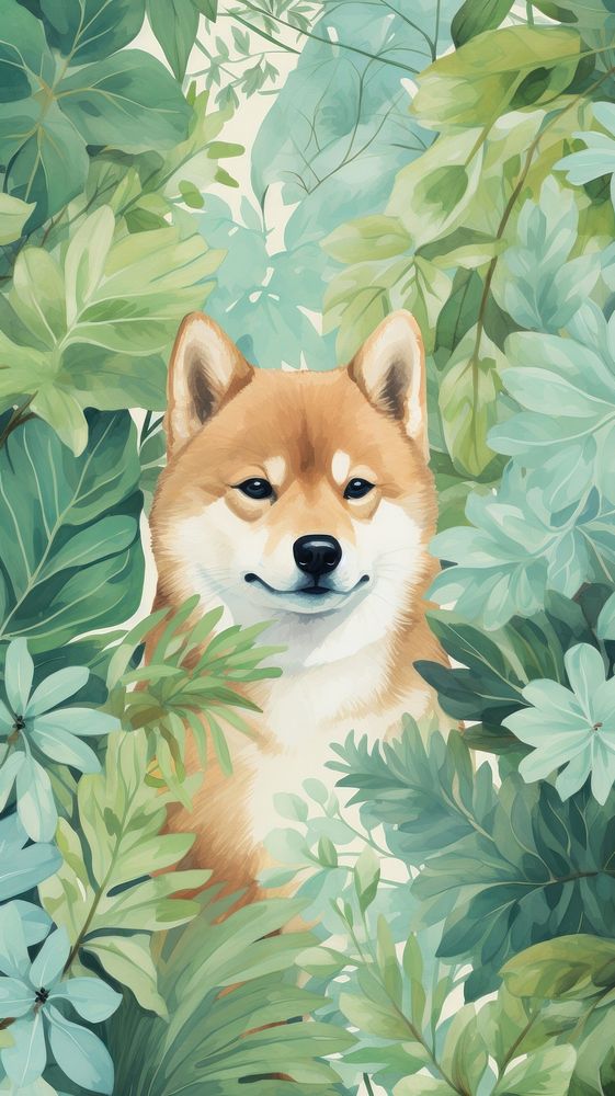 Realistic hand drawing of shiba dog backgrounds outdoors mammal.
