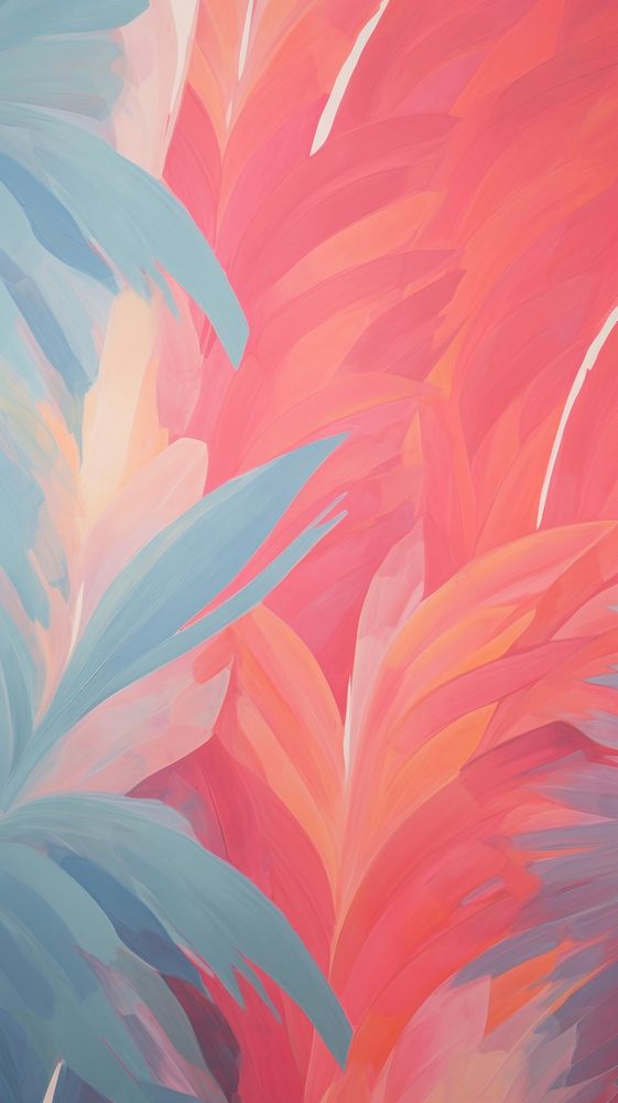 Colorful tropical leaves art backgrounds painting.