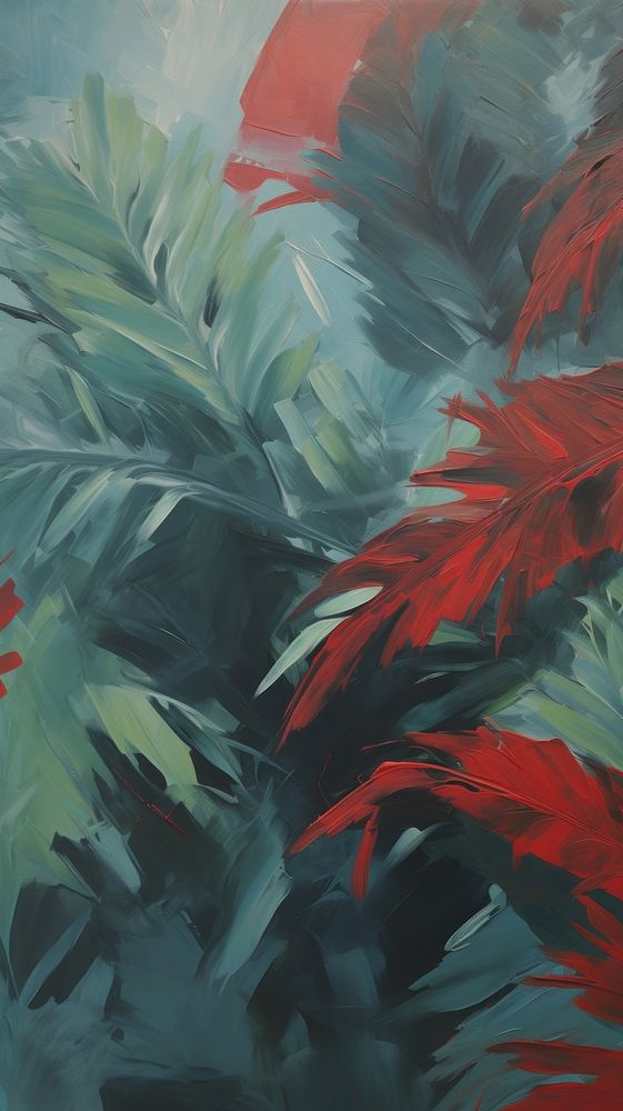 Colorful tropical leaves art backgrounds painting.