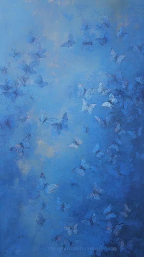 Acrylic paint of common blue butterfiles painting texture animal.