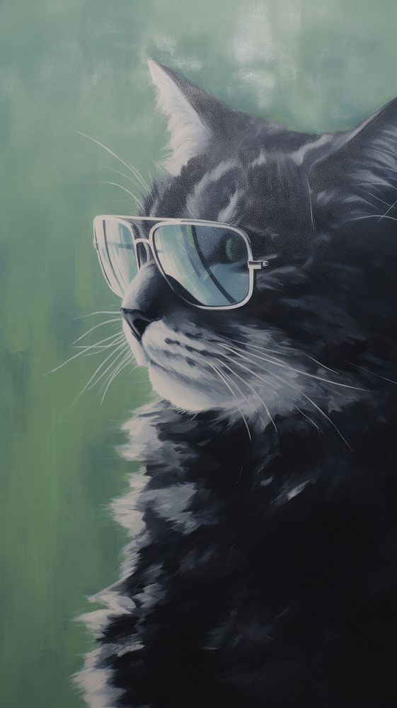 Cat wearing sunglasses mammal animal pet.