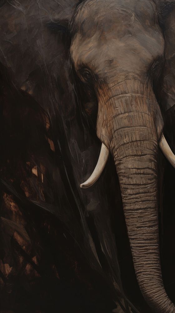 Acrylic paint of elephant wildlife animal mammal.