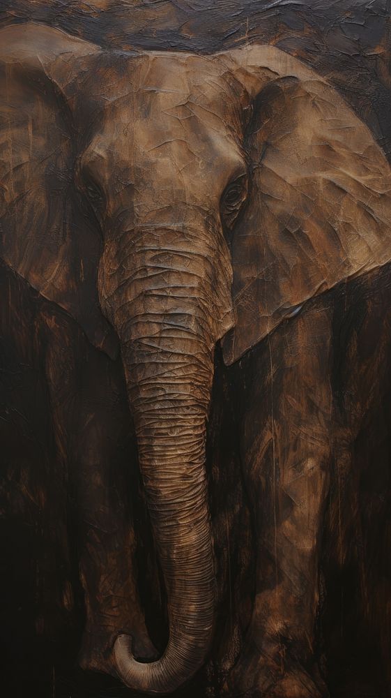 Acrylic paint of elephant wildlife animal mammal.
