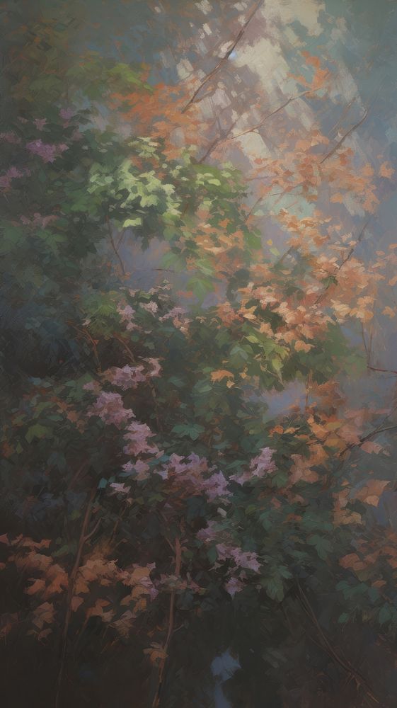 Flower bushes art outdoors painting.