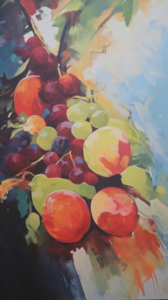 Acrylic paint of fruit art painting grapes.