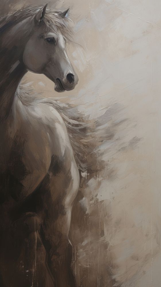 Acrylic paint of horse art painting mammal.