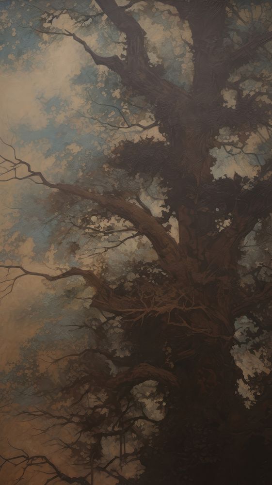 Oak tree art backgrounds painting.