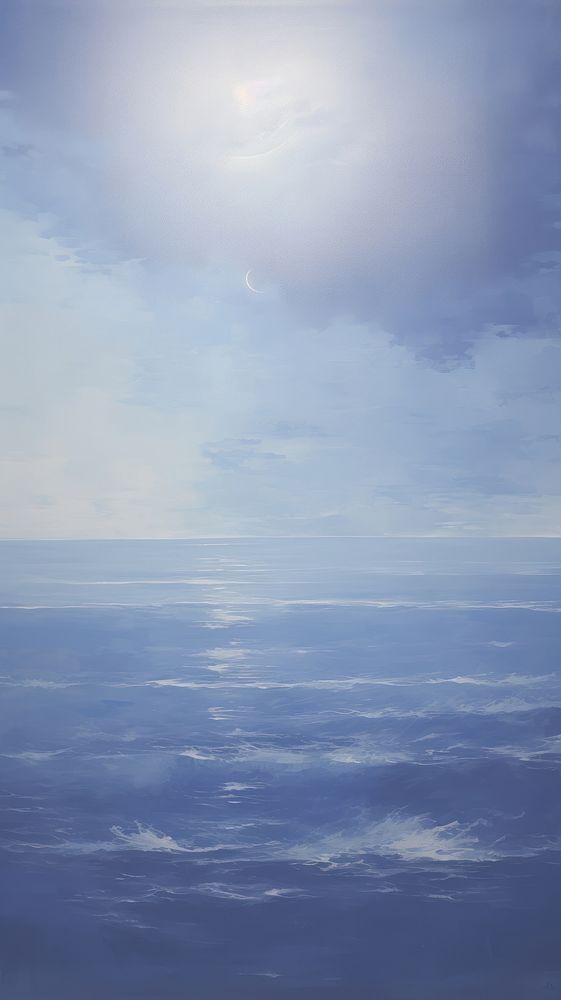 Acrylic paint of moonrise over the ocean outdoors horizon nature.