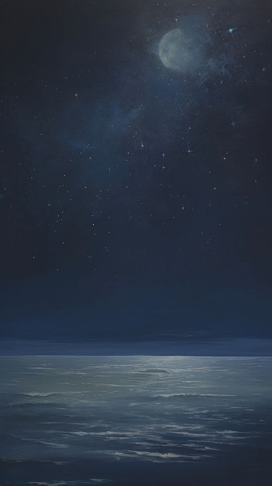Acrylic paint of night beach astronomy outdoors horizon.