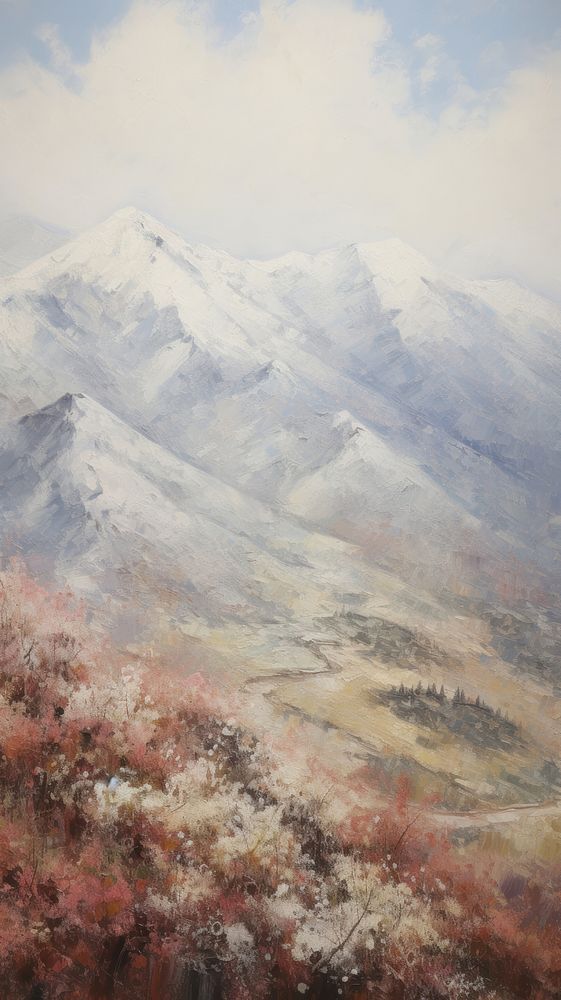 Mountain landscape outdoors painting.