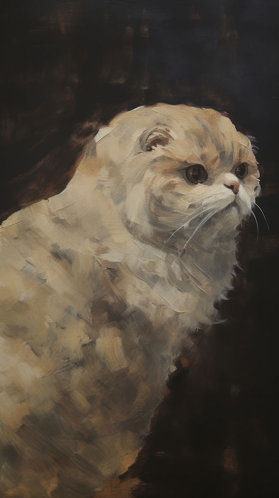 Acrylic paint of scottish fold art painting animal.