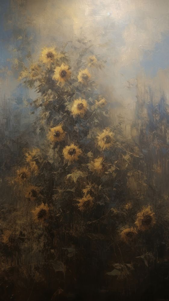 Acrylic paint of sunflowers art painting nature.