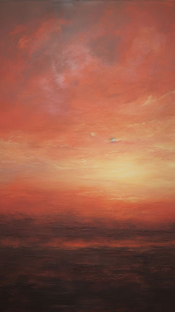 Acrylic paint of sunset outdoors painting horizon.