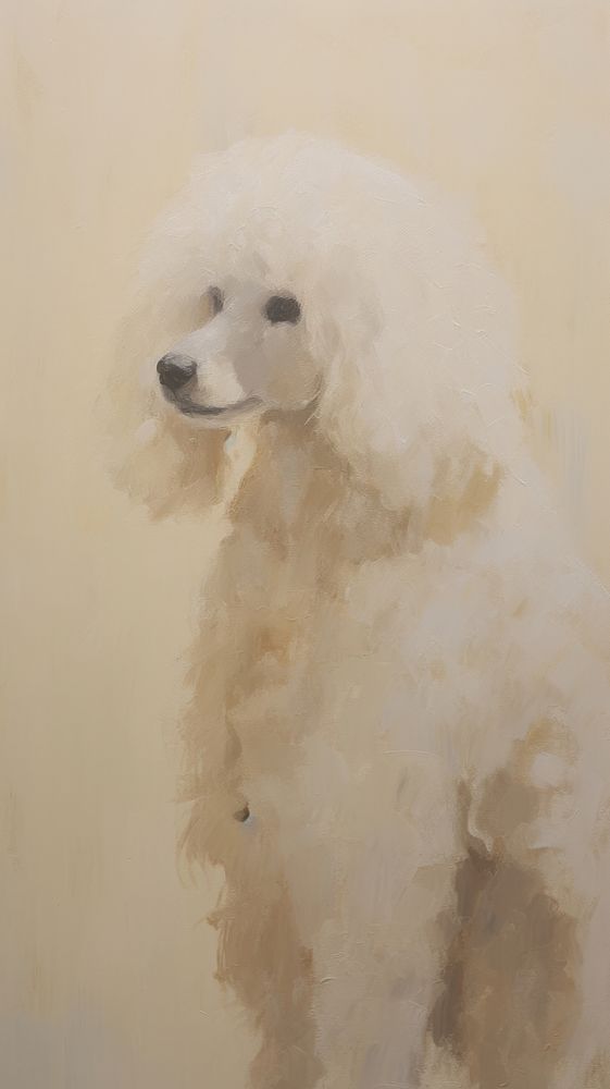 Acrylic paint of poodle animal mammal dog.
