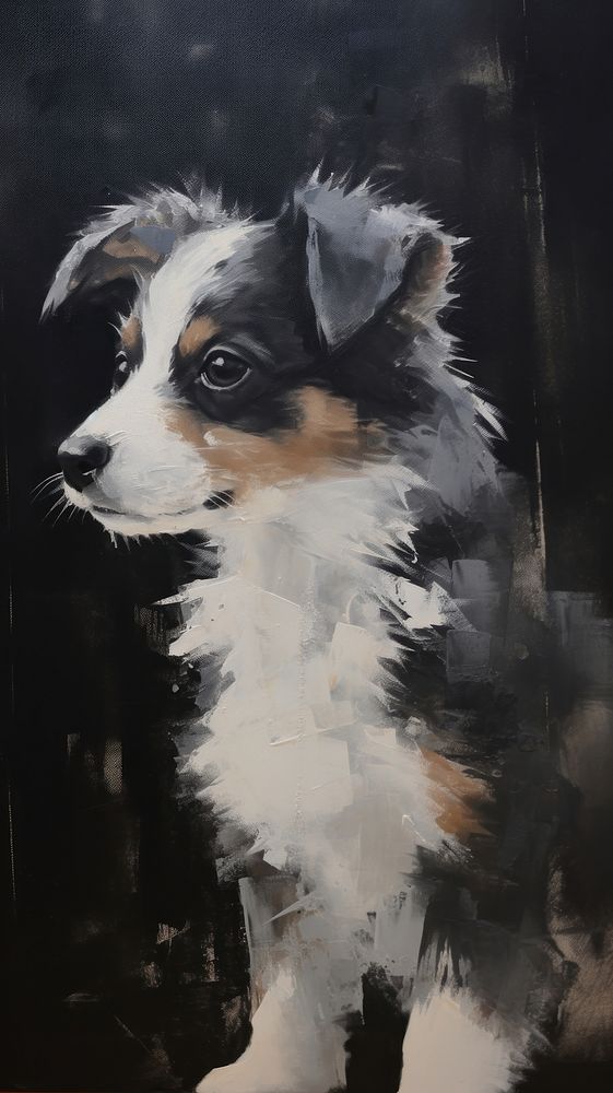 Puppy portrait painting mammal.