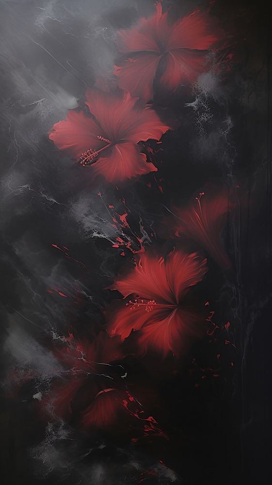 Wet hisbiscus flowers painting nature petal.