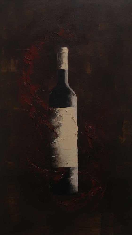 Acrylic paint of wine art painting bottle.
