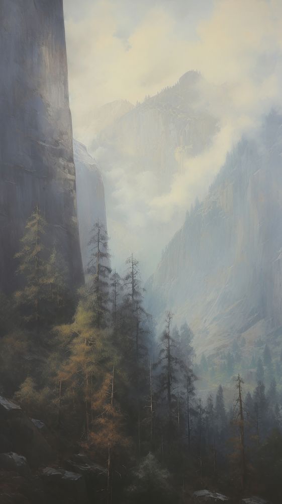 Acrylic paint of yosemite outdoors nature forest.