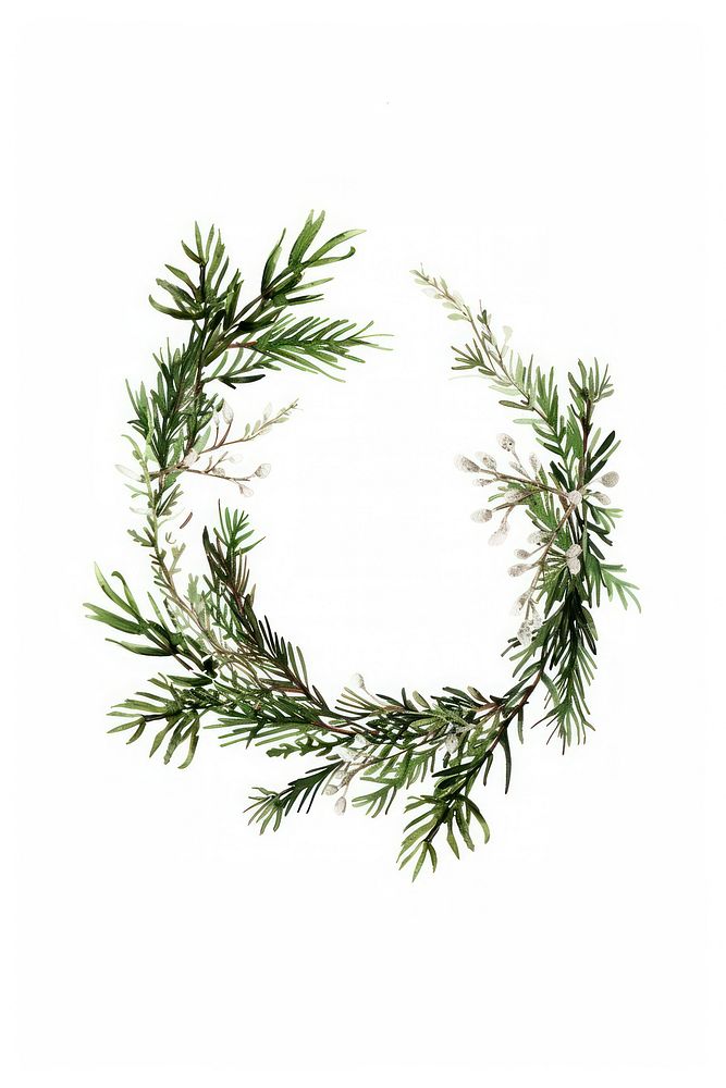 Botanical illustration christmas wreath plant tree celebration.
