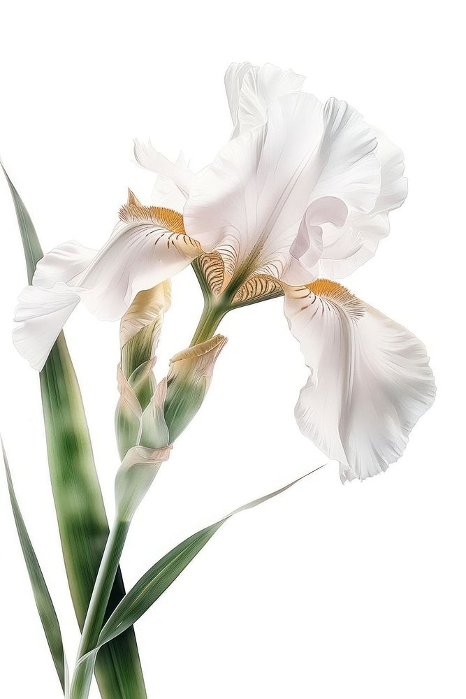 Botanical illustration iris flower blossom petal plant.