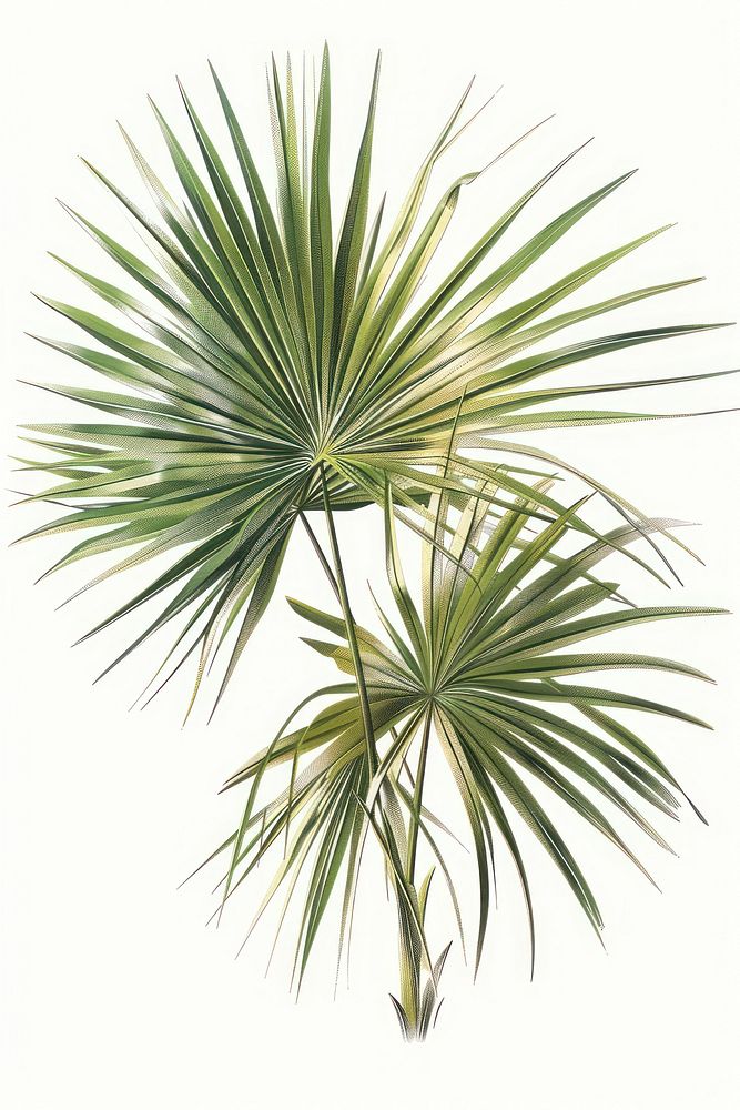 Botanical illustration palm polly plant leaf tree.