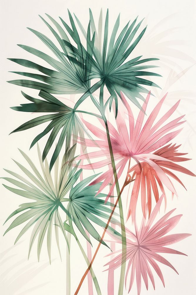 Botanical illustration palm polly plant tree art.
