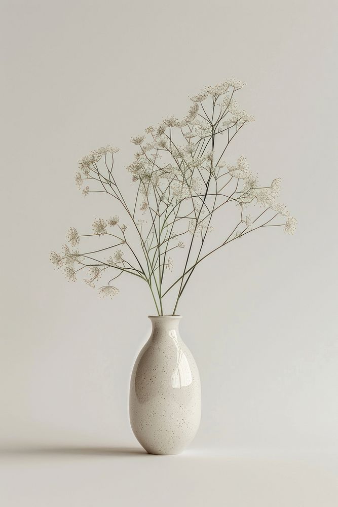 Botanical illustration wild flower vase plant white decoration simplicity.