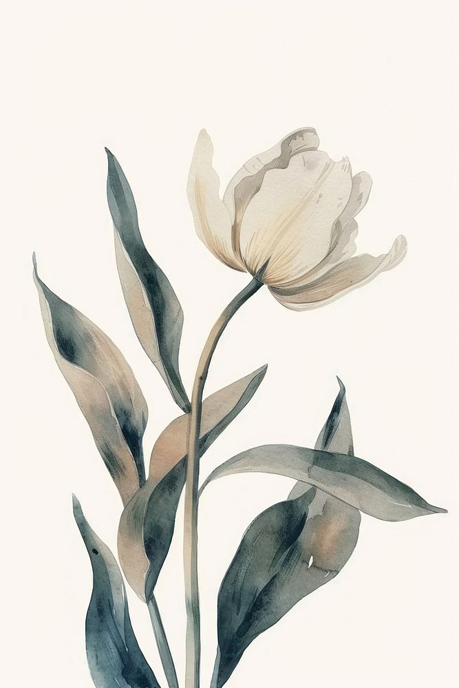 Botanical illustration tulip drawing flower sketch.