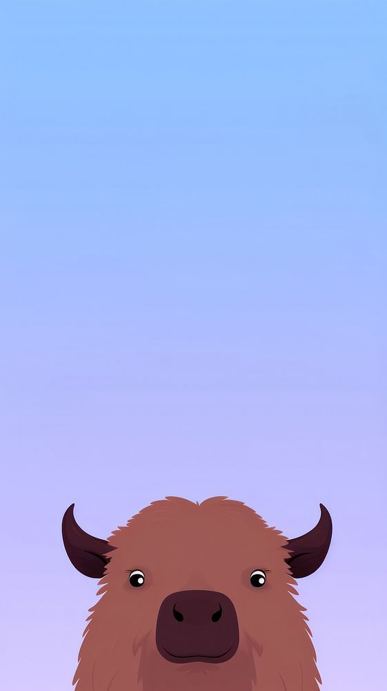 Bison selfie cute wallpaper cartoon animal buffalo.