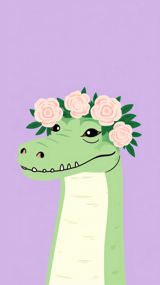 Crocodile selfie cute wallpaper cartoon flower nature.