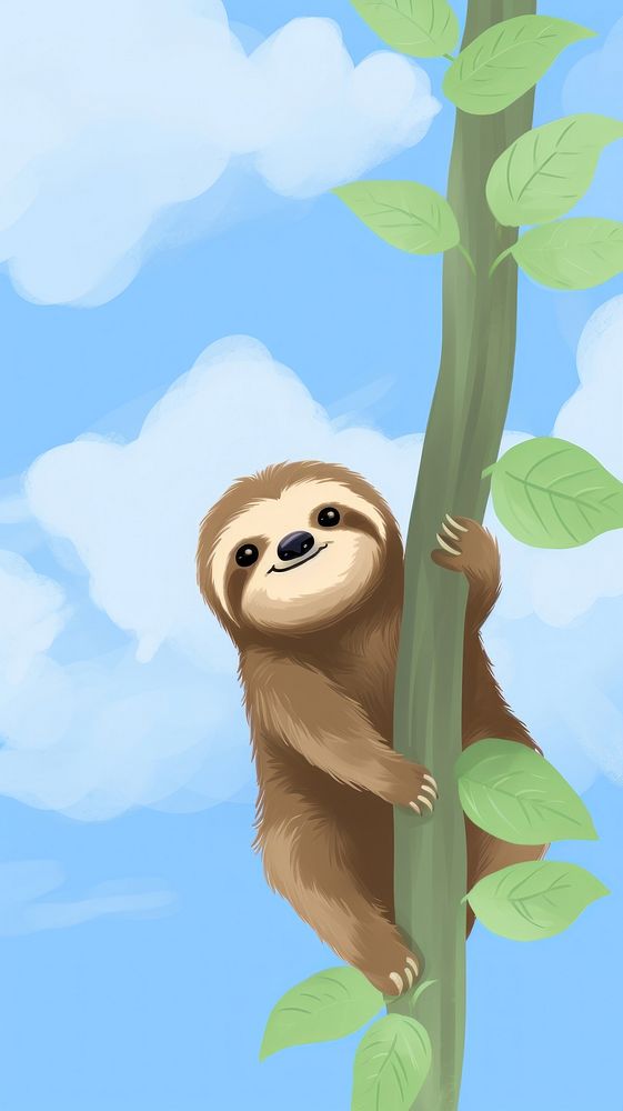 Sloth selfie cute wallpaper animal wildlife cartoon.