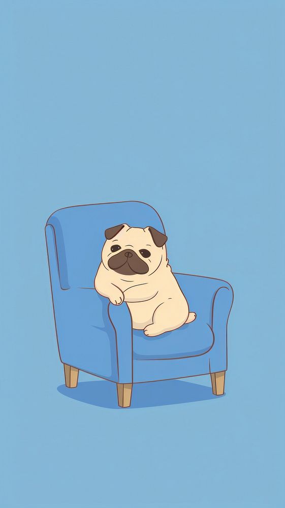 Pug selfie cute wallpaper animal chair furniture.
