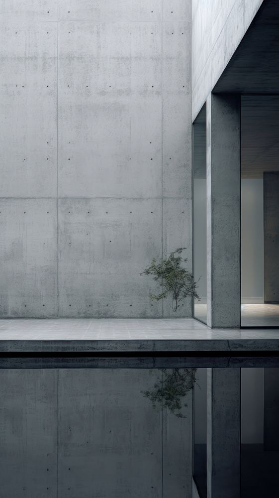 Grey tone wallpaper concrete architecture reflection building.