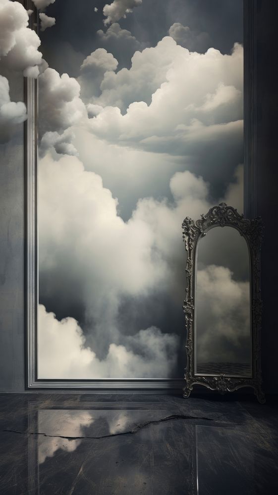 Grey tone wallpaper clouds reflection nature sky.
