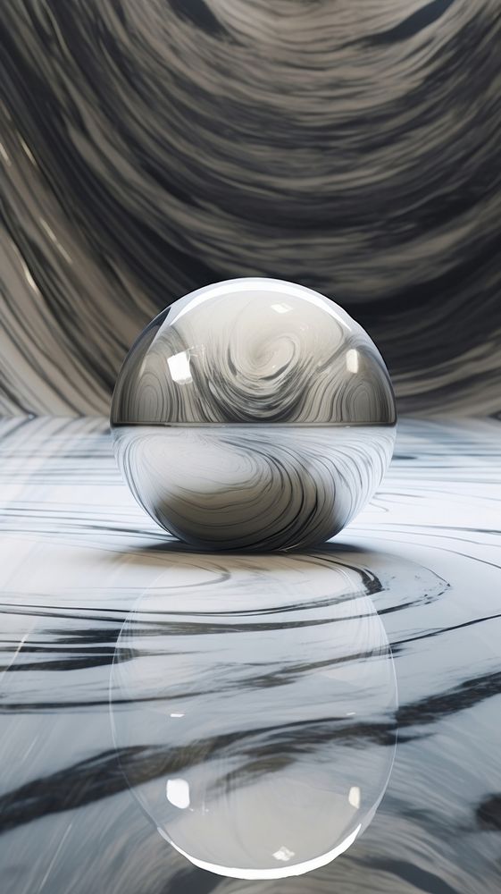 Grey tone wallpaper marble reflection zen-like circle.