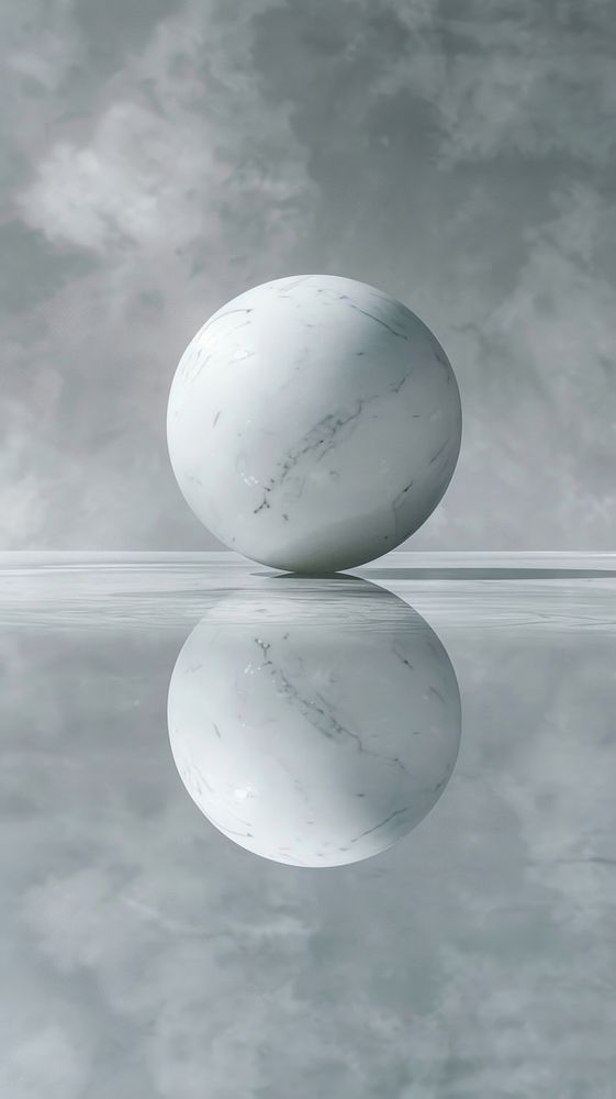 Grey tone wallpaper marble reflection sphere ball.