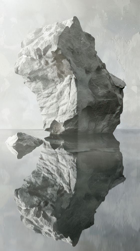 Grey tone wallpaper rocks reflection outdoors iceberg.