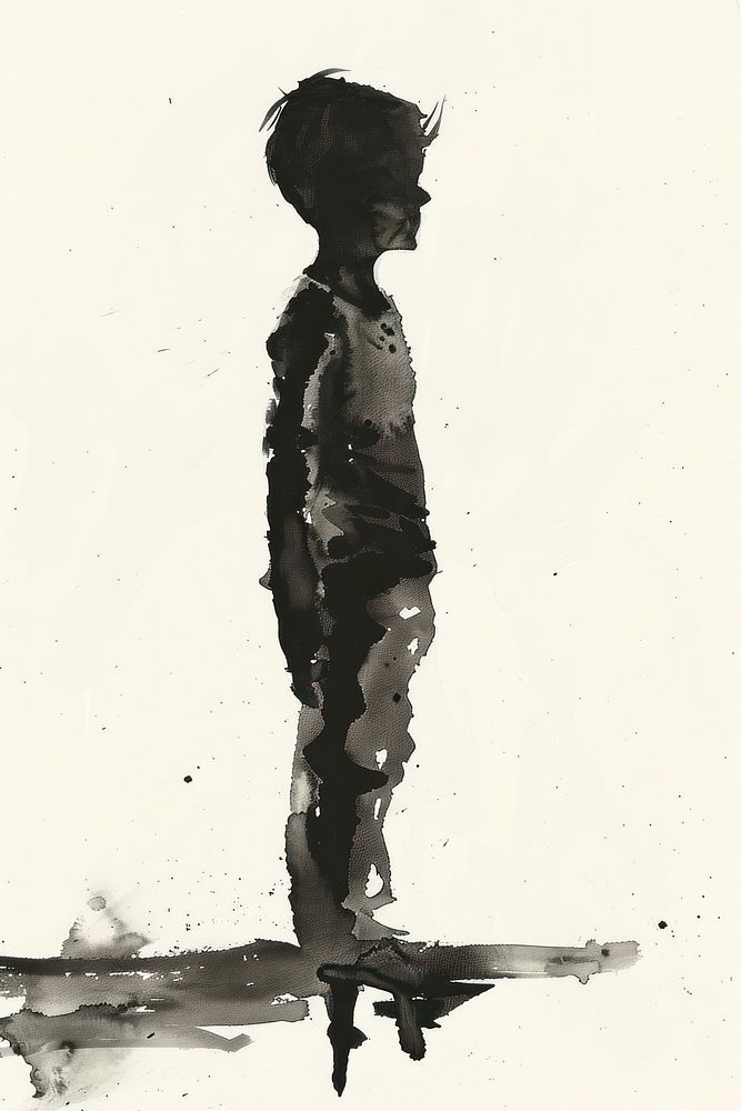 Monochromatic american boy silhouette painting art.
